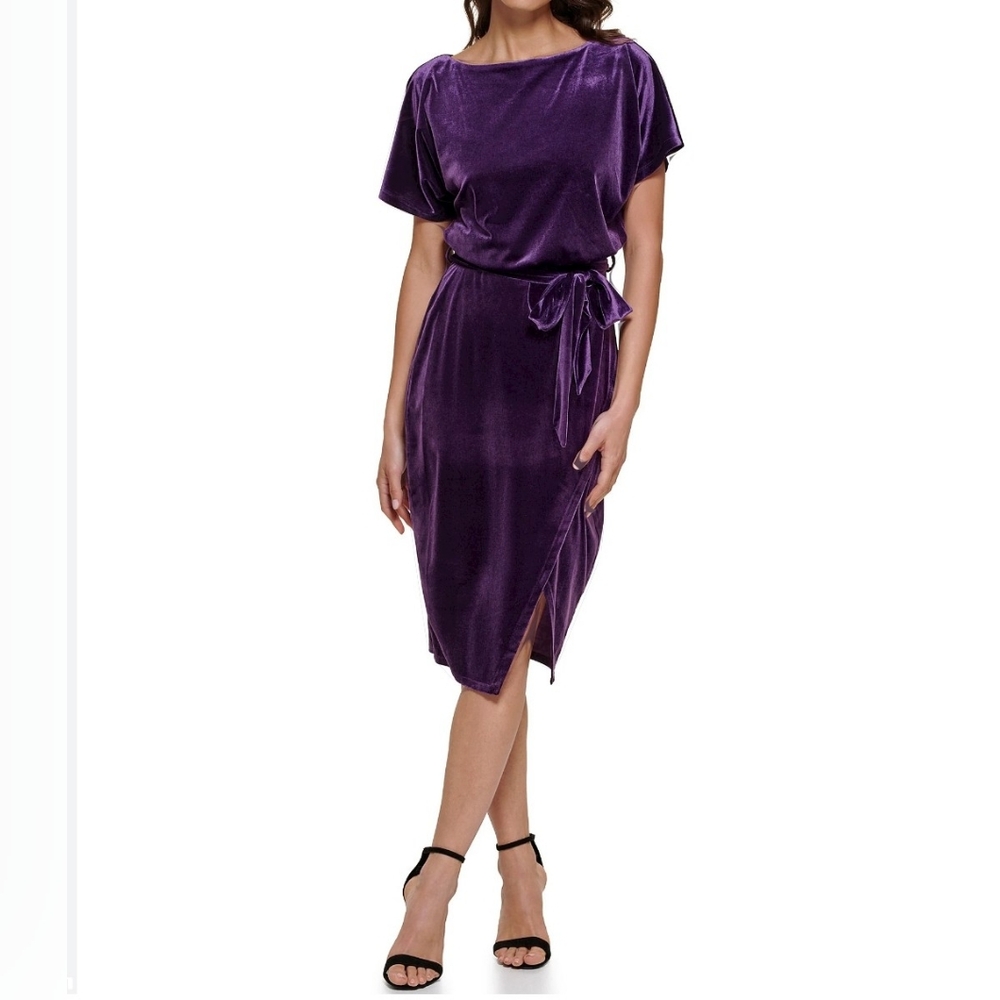 Kensie Blouson Velvet Dress - Picture 1 of 8